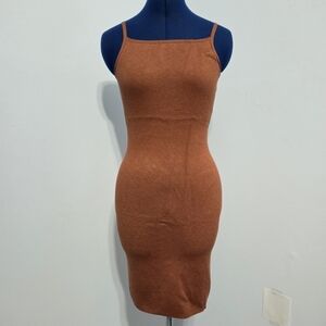 Burnt Orange Jacquard Open Back Mini Dress Size S Tall